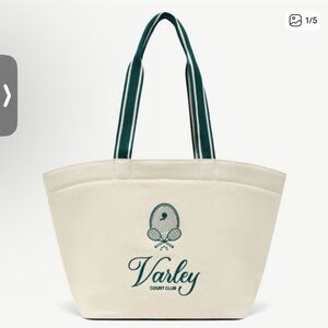 Varley Cream Tote with Green Accents